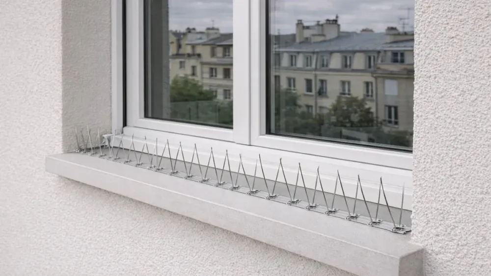 Rebord de fenêtre équipé d'une rangée de pics